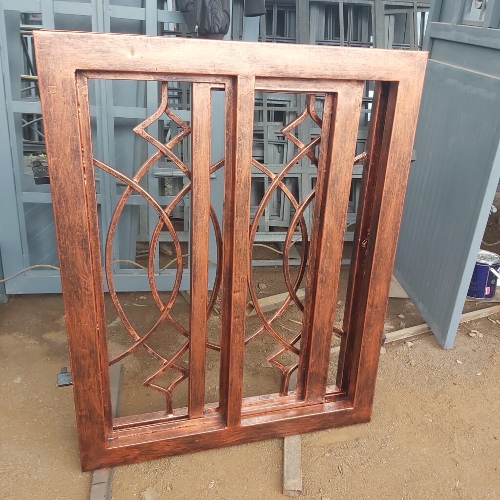 wood finish on a steel window in Kitengela